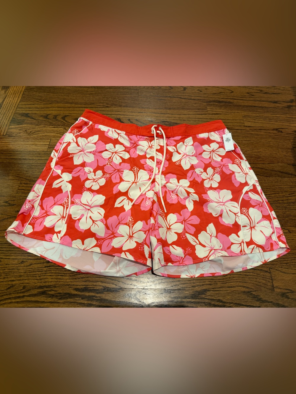 Old Navy Red Floral Women's Shorts with Pink & White Hibiscus
